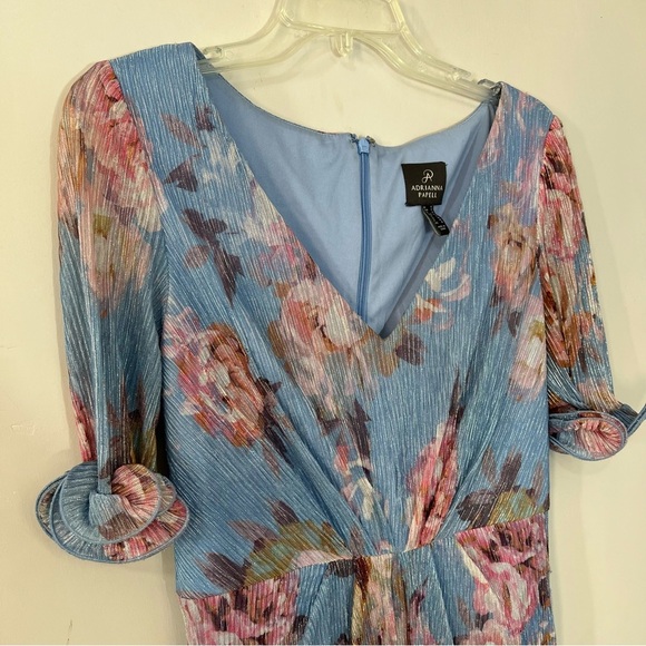 Adrianna Papell blue floral evening gown cocktail formal dress MOB black tie 12 - Picture 11 of 15